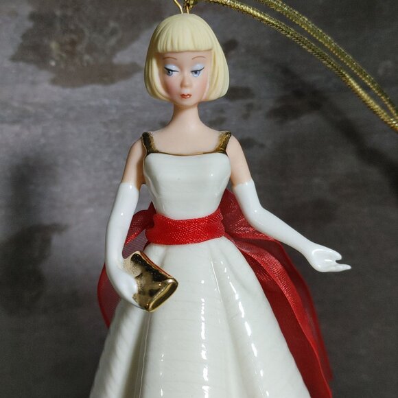 Barbie Ornament Lenox 2005 White Gold Red Sash Handcrafted Porcelain Collectible - Picture 13 of 13